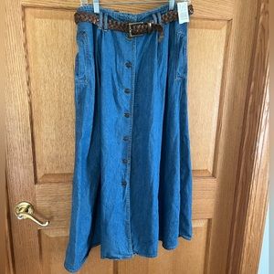 Denim boho, full, maxi skirt
